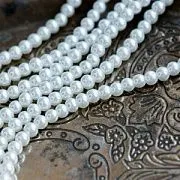 Бусина, имитация жемчуга, стекло 4, цвет белый, 4 мм (уп 50+/-5 шт)