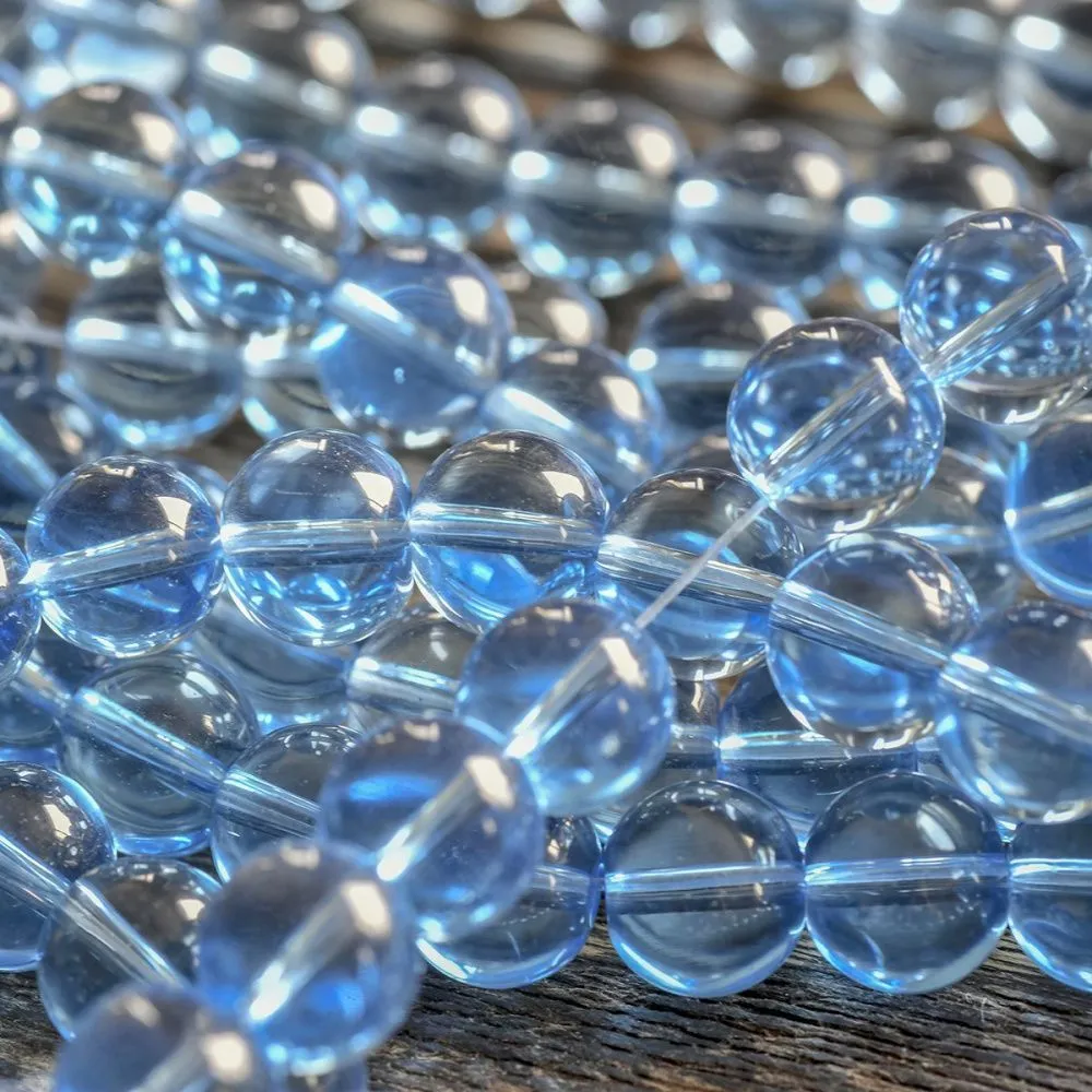 бусина, стекло 10, цвет голубой, 10 мм