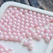 Бусина, акрил 6, цвет розовый радужный, 6 мм (уп 30 +/-3 шт)
