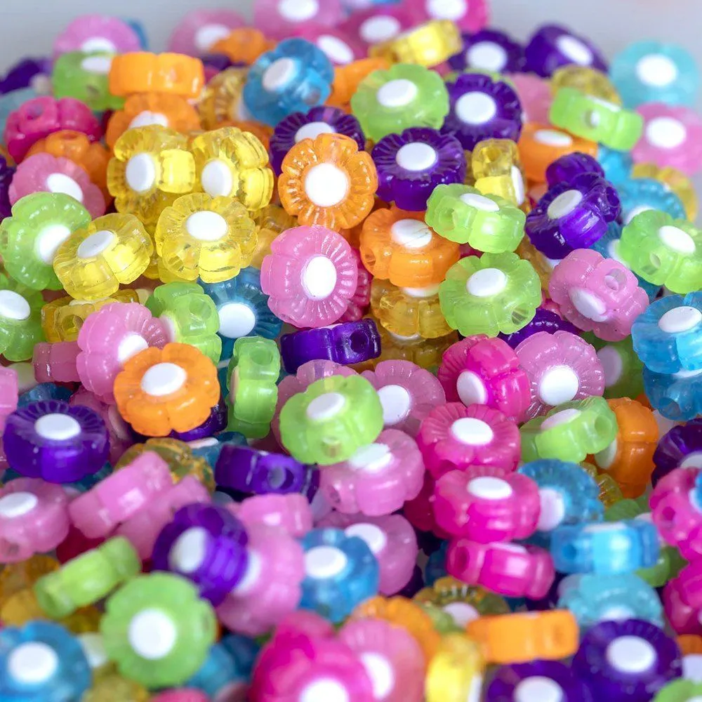 бусина, акрил "маргаритка", цветовой микс, 10х10х4 мм