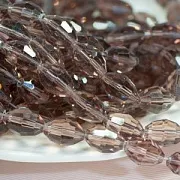 Бусина, стекло "Боб", овальная, граненая, цвет сиреневый, 10х13 мм