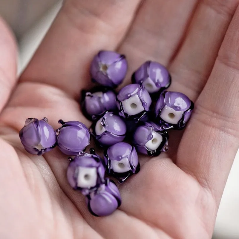 бусина, мурано "ландыш", фиолетовый, 7х7 мм