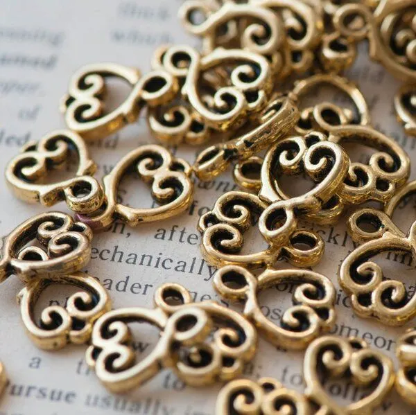 коннектор "халфи", цвет античное золото, 14х10х2 мм