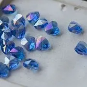 Бусина "Сердечко", стекло, цвет голубой радужный, 10x10x6.5 мм