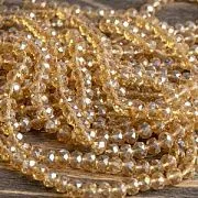 Бусина, стекло абакус 8, граненая, цвет золотистый персик радужный, 8х5 мм