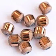 Бусина, стекло 8, цвет медный металлик, 8 мм