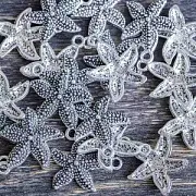 Подвеска металлическая "Морская звезда Астерия", античное серебро, 22x18x3 мм