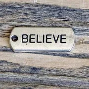 Подвеска металлическая "Бланк-BELIEVE", цвет античное серебро, 21x8x2 мм