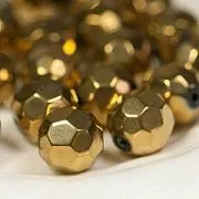Бусина, стекло 12, граненая, цвет золото, 12 мм