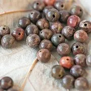 Бусина агат цветочный 6, цвет оливковый, 6 мм (стренд 18 шт.)