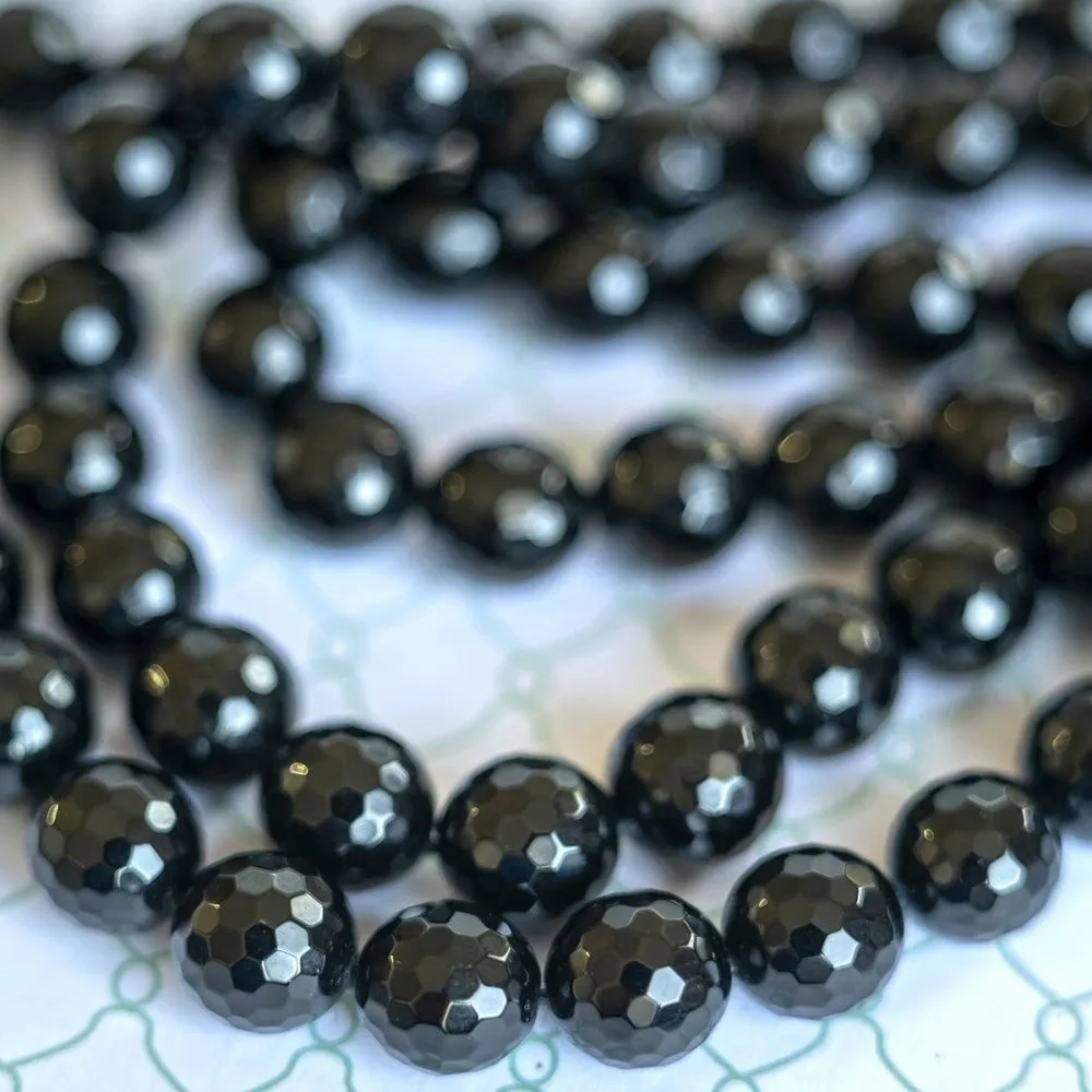бусина агат 12, граненая, цвет черный, 12 мм