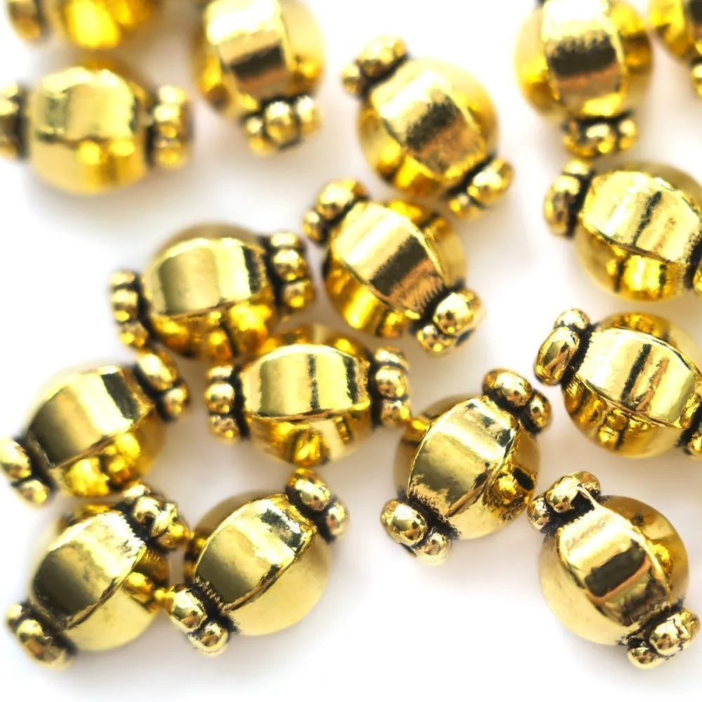 бусина, металл "бонбон", цвет античное золото, 10х7 мм