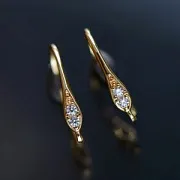 Швензы "Дроп", с цирконием, позолоченные, 17.5x2.5 мм 