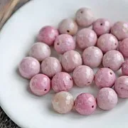 Бусина родонит 12, граненая, цвет лососевый, колорир., 12 мм (стренд 4 шт.)
