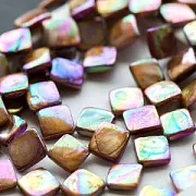 Бусина из ракушки, "Ромбус", цвет светло-коричневый АВ, 12-13x12-14x3.5 мм