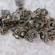Пуссеты "Флора", цвет античная бронза, 17х11.5 мм