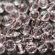 Бусина, стекло 8, граненая, цвет розовый, 8 мм