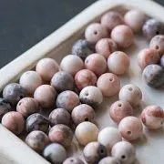 Бусина яшма Зебра розовая 8, цвет черный/розовый, колориров., 8 мм (стренд 12 шт.)