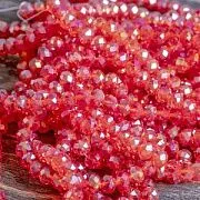Бусина, стекло абакус 8, граненая, цвет красный радужный, 8х5 мм