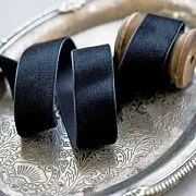 Лента, бархат, цвет черный, ширина 25.4 мм
