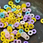 Бусина "Хейши" плоская, полимерная глина, лимонный микс, 6х0.5-1 мм