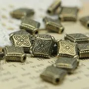 Бусина, металл "Ромб",  цвет античная бронза, 10х9х3 мм