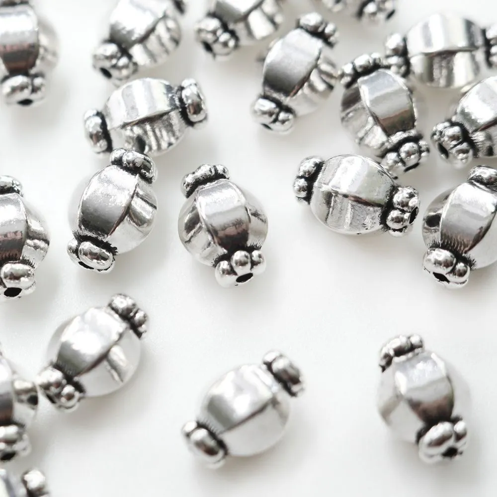 бусина, металл "бонбон", цвет античное серебро, 10х7 мм