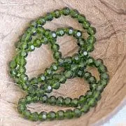 Бусина, стекло 4, граненая, цвет зеленый, 4 мм  (уп.30+/-5 шт)