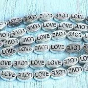 Бусина, металл "LOVE", цвет античное серебро, 10x6x4 мм
