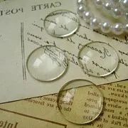 Кабошон стеклянный, круглый, прозрачный, 20х6 мм