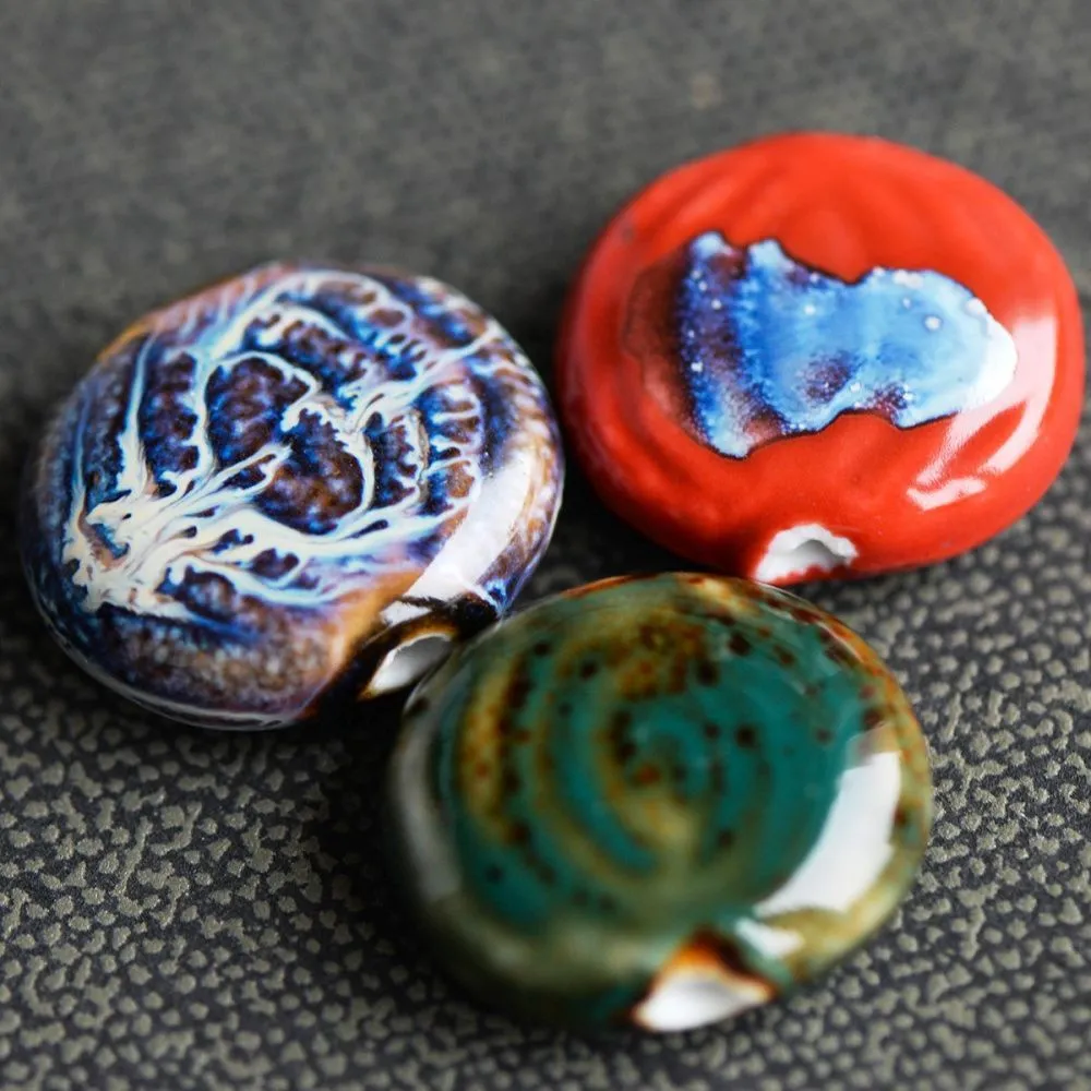 бусина, керамика "танжерин", цветовой микс, 27х24х9 мм