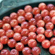 Бусина, смола, имитация кошачьего глаза, цвет красный, 12 мм