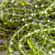 Бусина, стекло абакус 8, граненая, цвет оливковый, 8х6 мм