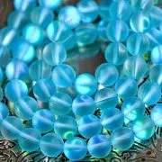 Бусина, стекло "Лунный камень", цвет бирюзовый, 8 мм