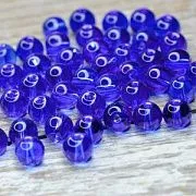Бусина, стекло 8, цвет синий, 8 мм