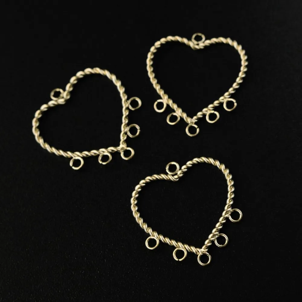 коннектор "сердечко витое", позолота, 19x18.5x1 мм