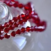 Бусина, стекло биконус 6, цвет темно-красный, 6 мм