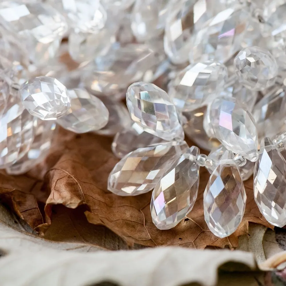 бусина "капля", граненая, стекло, цвет прозрачный, 20х10 мм