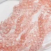 Бусина, стекло абакус 8, граненая, цвет бледно-розовый, 8х6 мм