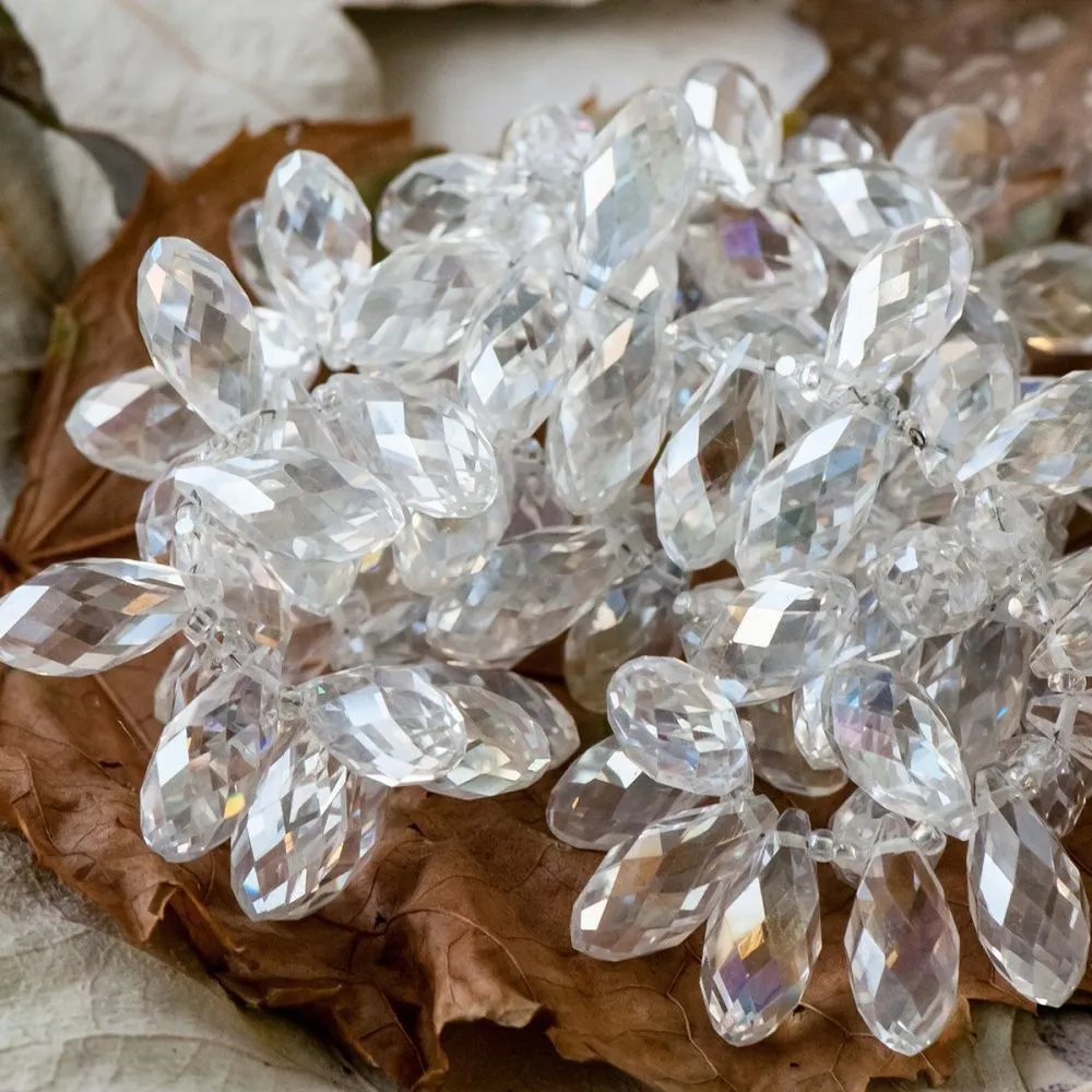 бусина "капля", граненая, стекло, цвет прозрачный, 20х10 мм