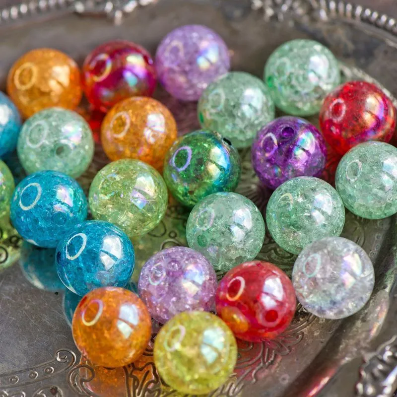 бусина, акрил "кракле", цветовой микс, 20 мм