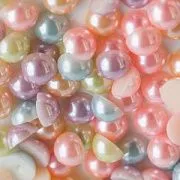 Кабошон-полубусина акриловый "Жемчуг", цветовой микс,  11х5.5 мм