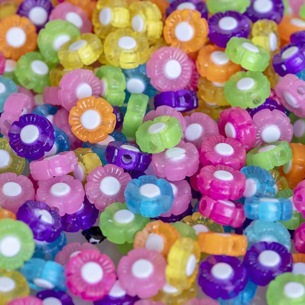 бусина, акрил "маргаритка", цветовой микс, 10х10х4 мм