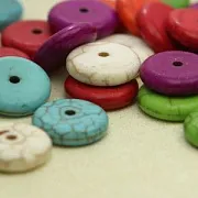 Бусина говлит (хаулит) плоская, цветовой микс, 12х3 мм