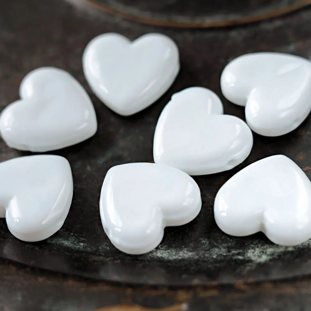 бусина, лэмпворк "сердце", стекло, цвет белый, 20x20x7 мм